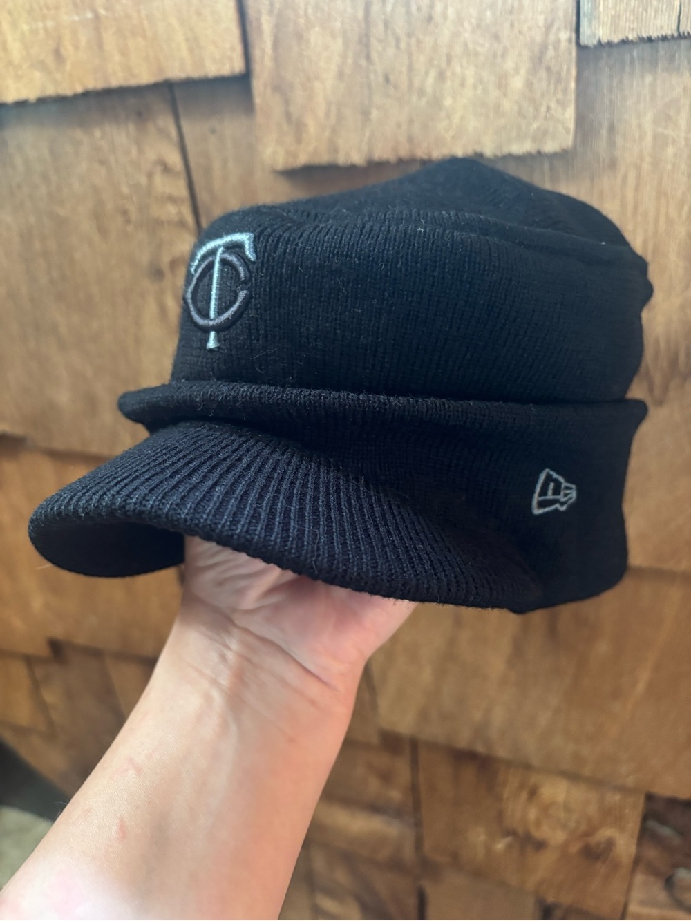 New Era Black Minnesota Twins Knit Visor Cap